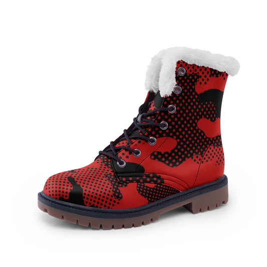 Snow Camo Boots | Black & Red Pixel Camouflage