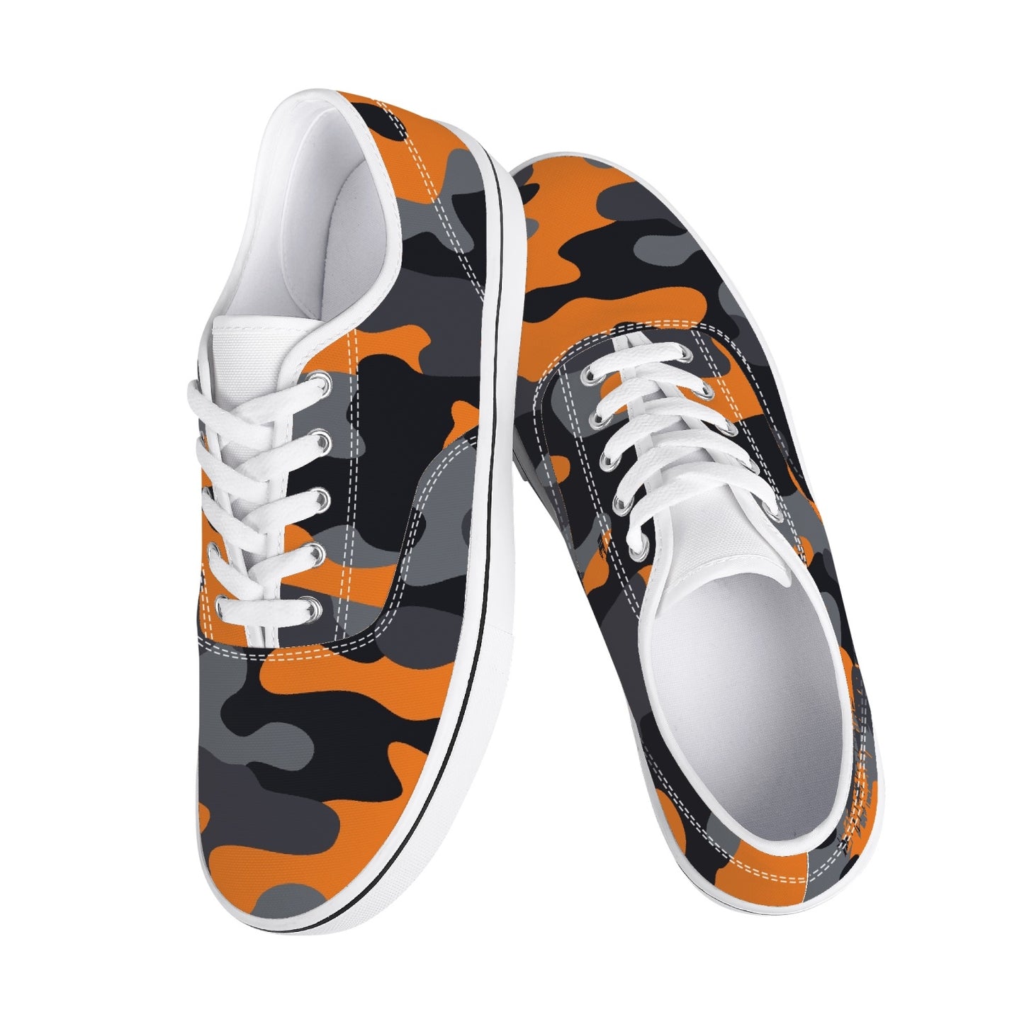 Camo Skate Shoes | Orange, Black, and Gray Camouflage