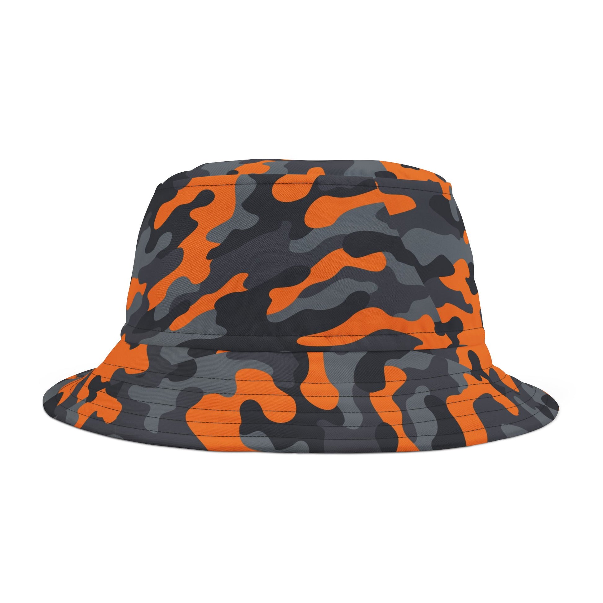 Camo Bucket Hat | Orange, Black, and Gray Camouflage