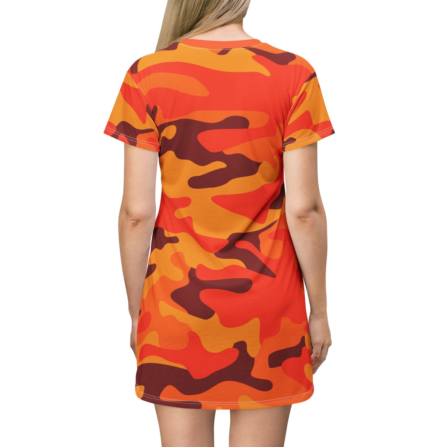 Camo T-Shirt Dress | Orange & Red Camouflage