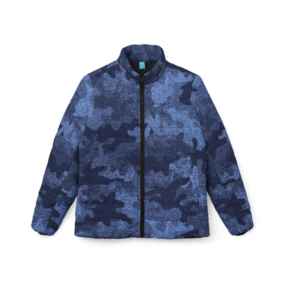 Women’s Camo Puffer Jacket | Denim Blue Camouflage