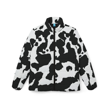 Women’s Camo Puffer Jacket | Black & White Cow