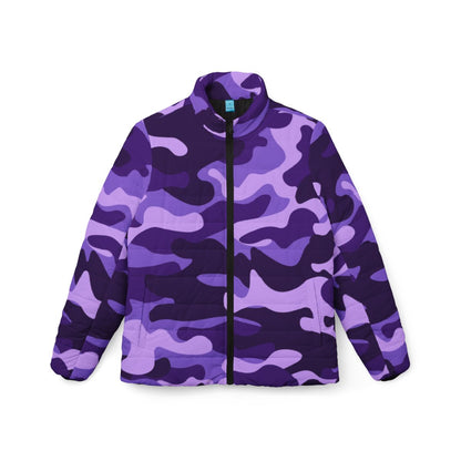 Women’s Camo Puffer Jacket | Purple, Blue & Mauve Camouflage