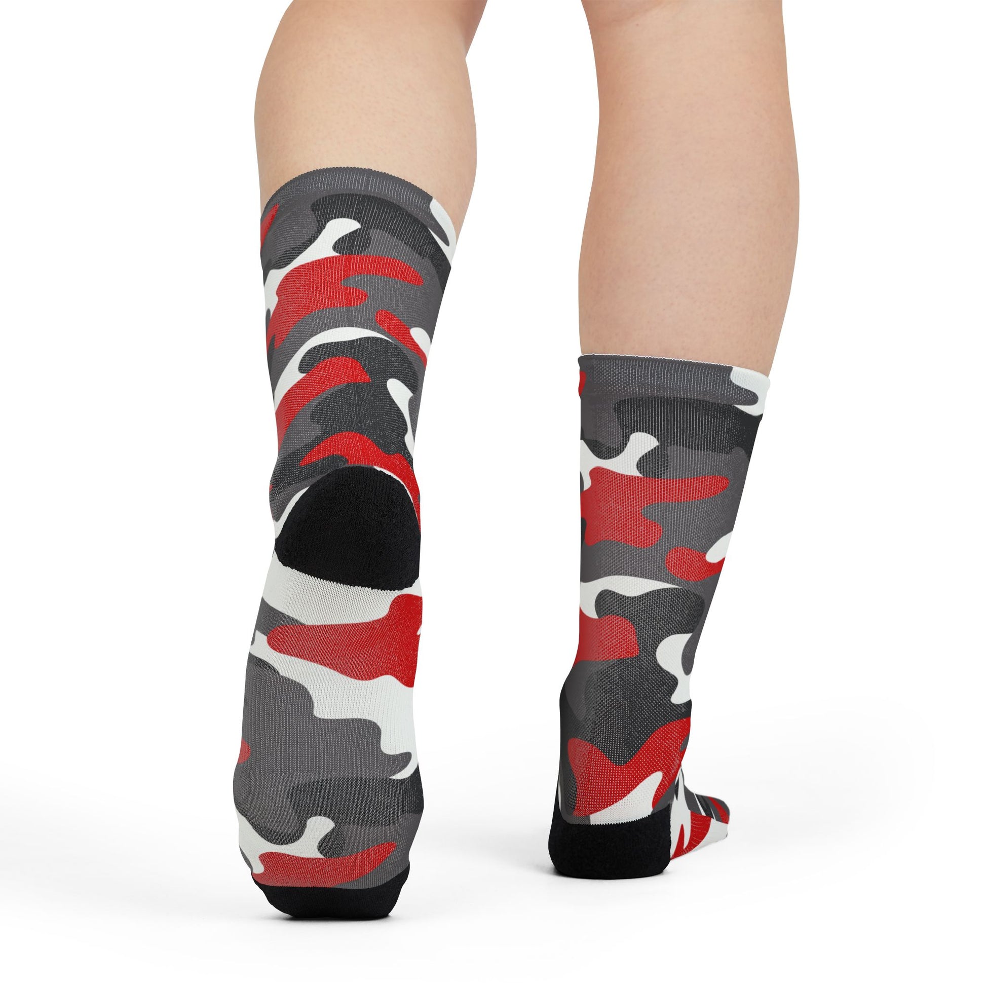 Camo Socks | Red, Black, and White | Sublimation Crew