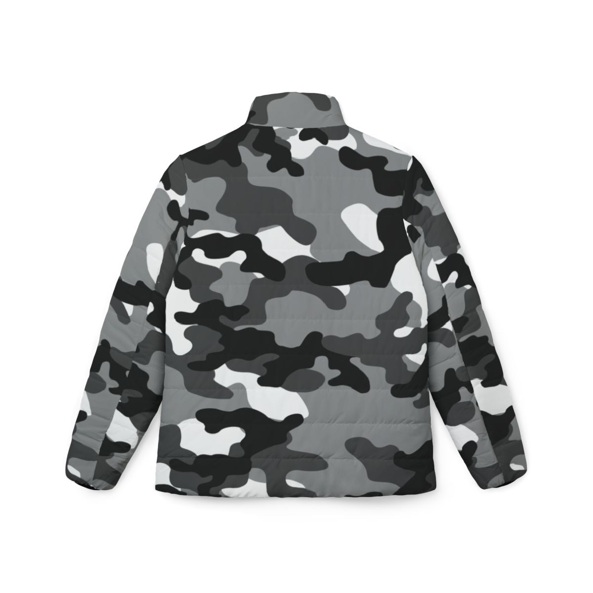 Women’s Camo Puffer Jacket | Black, White & Gray Camouflage