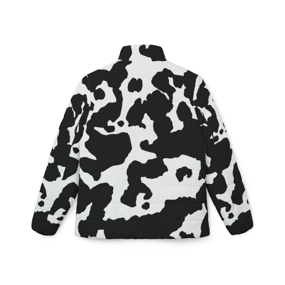 Women’s Camo Puffer Jacket | Black & White Cow