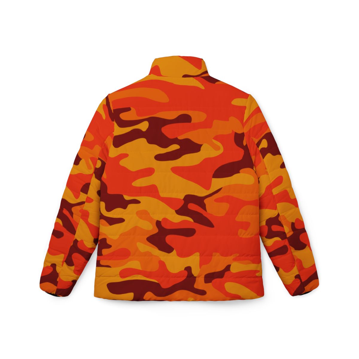 Women’s Camo Puffer Jacket | Orange & Red Camouflage