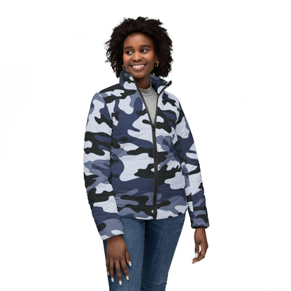 Women’s Camo Puffer Jacket | Light Blue Camouflage