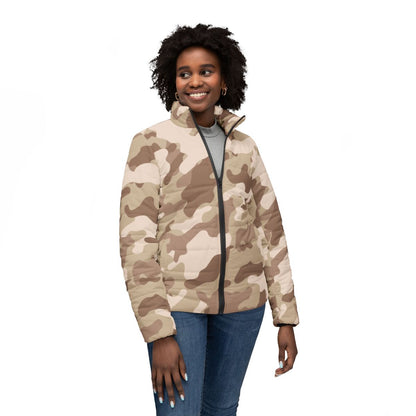 Women’s Camo Puffer Jacket | Desert Brown Camouflage