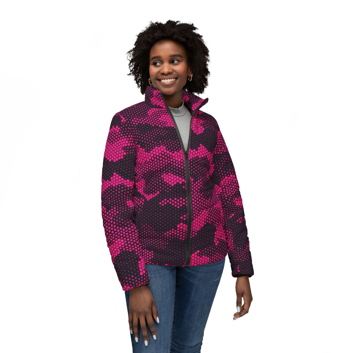 Women’s Camo Puffer Jacket | Pink Digital Camouflage