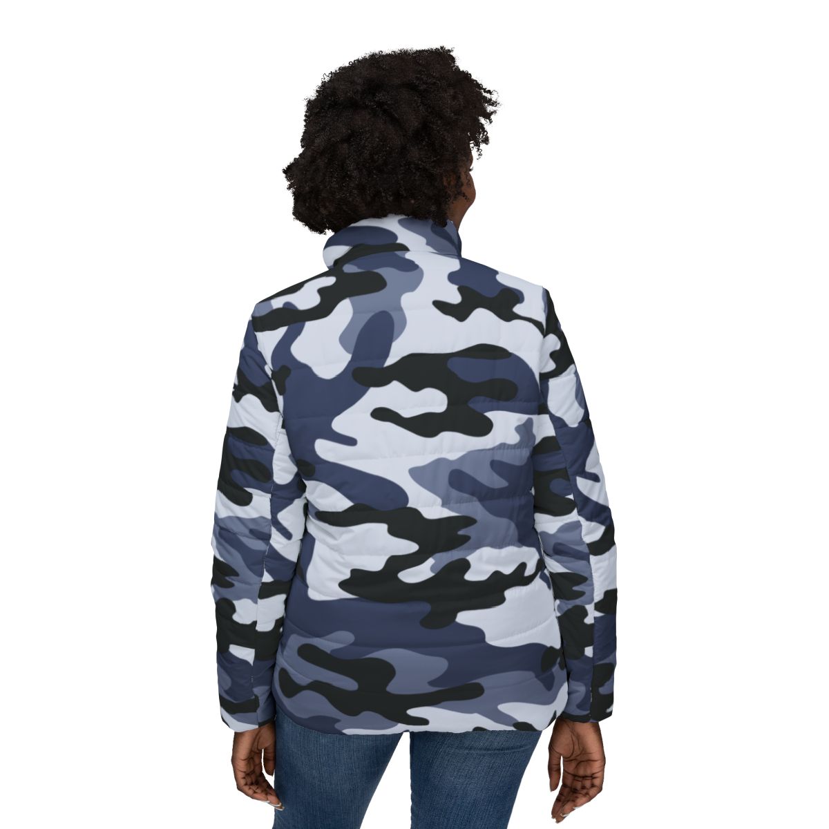 Women’s Camo Puffer Jacket | Light Blue Camouflage