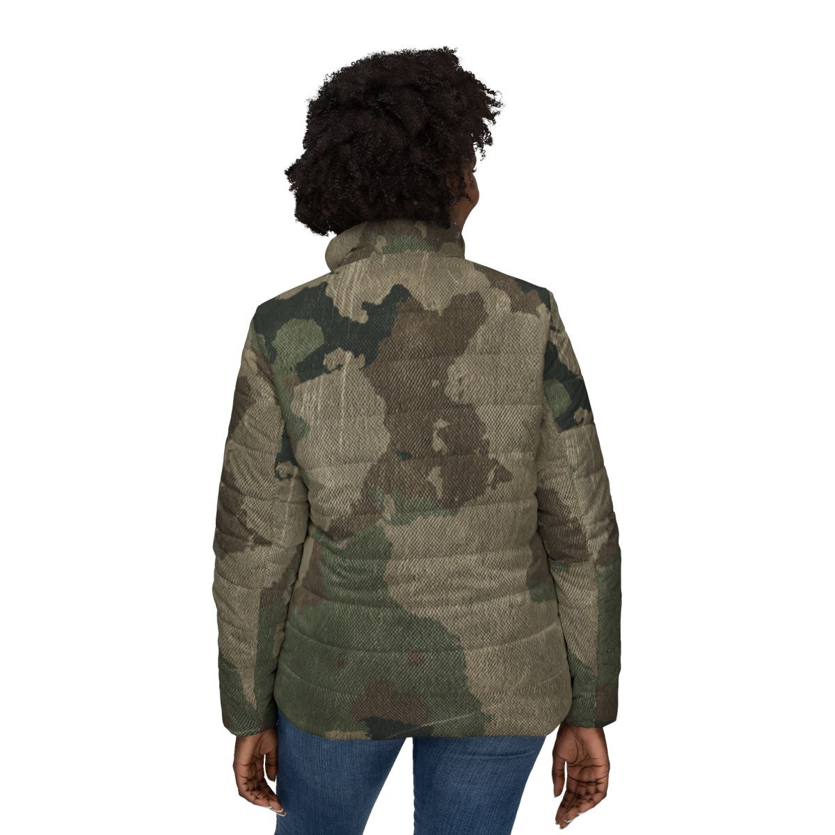 Women’s Camo Puffer Jacket | Dirty Old Brown Camouflage