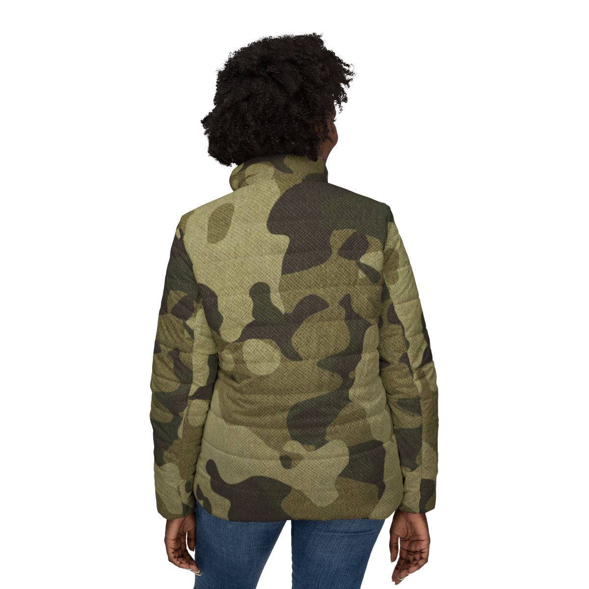 Women’s Camo Puffer Jacket | Green Fabric