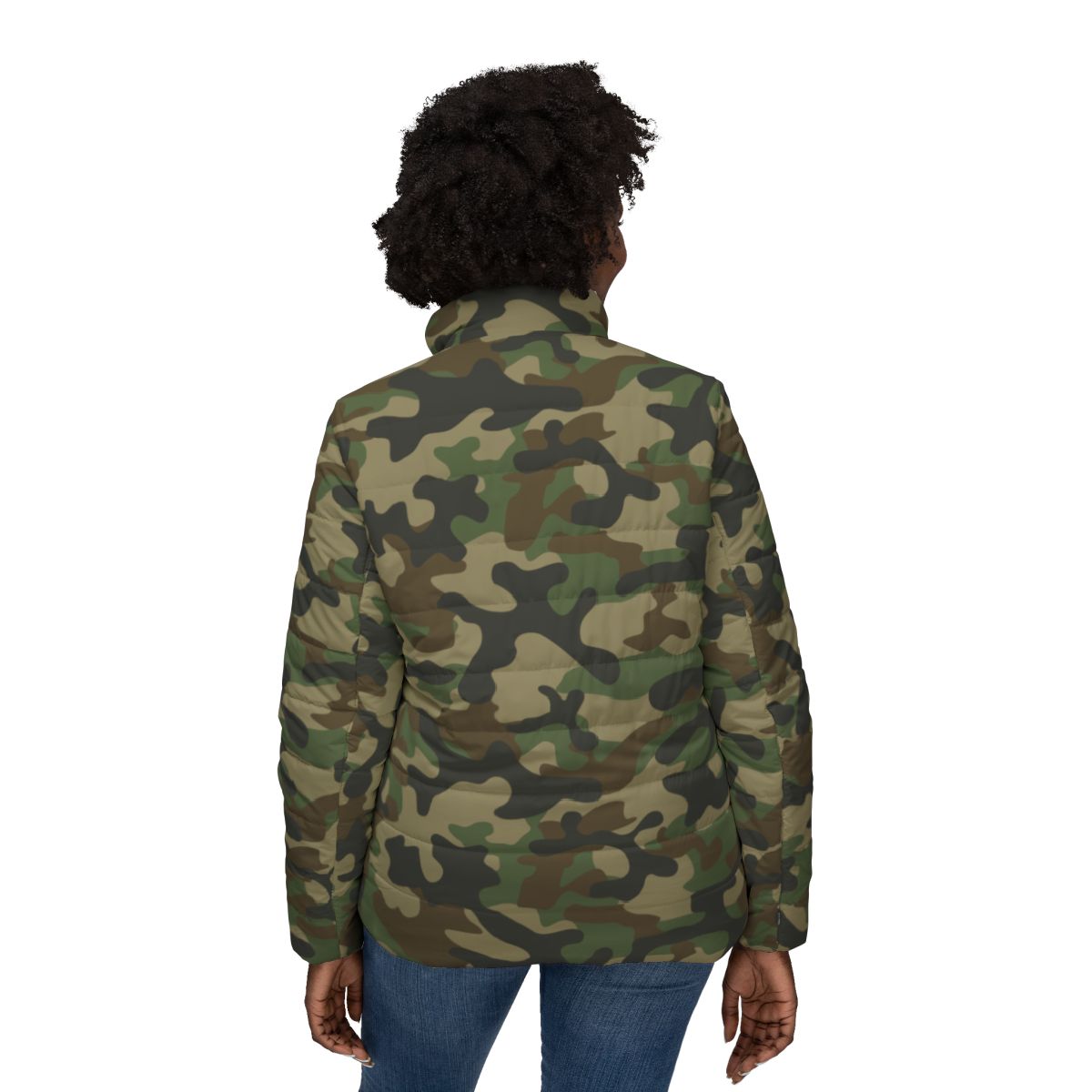 Women’s Camo Puffer Jacket | Military Brown