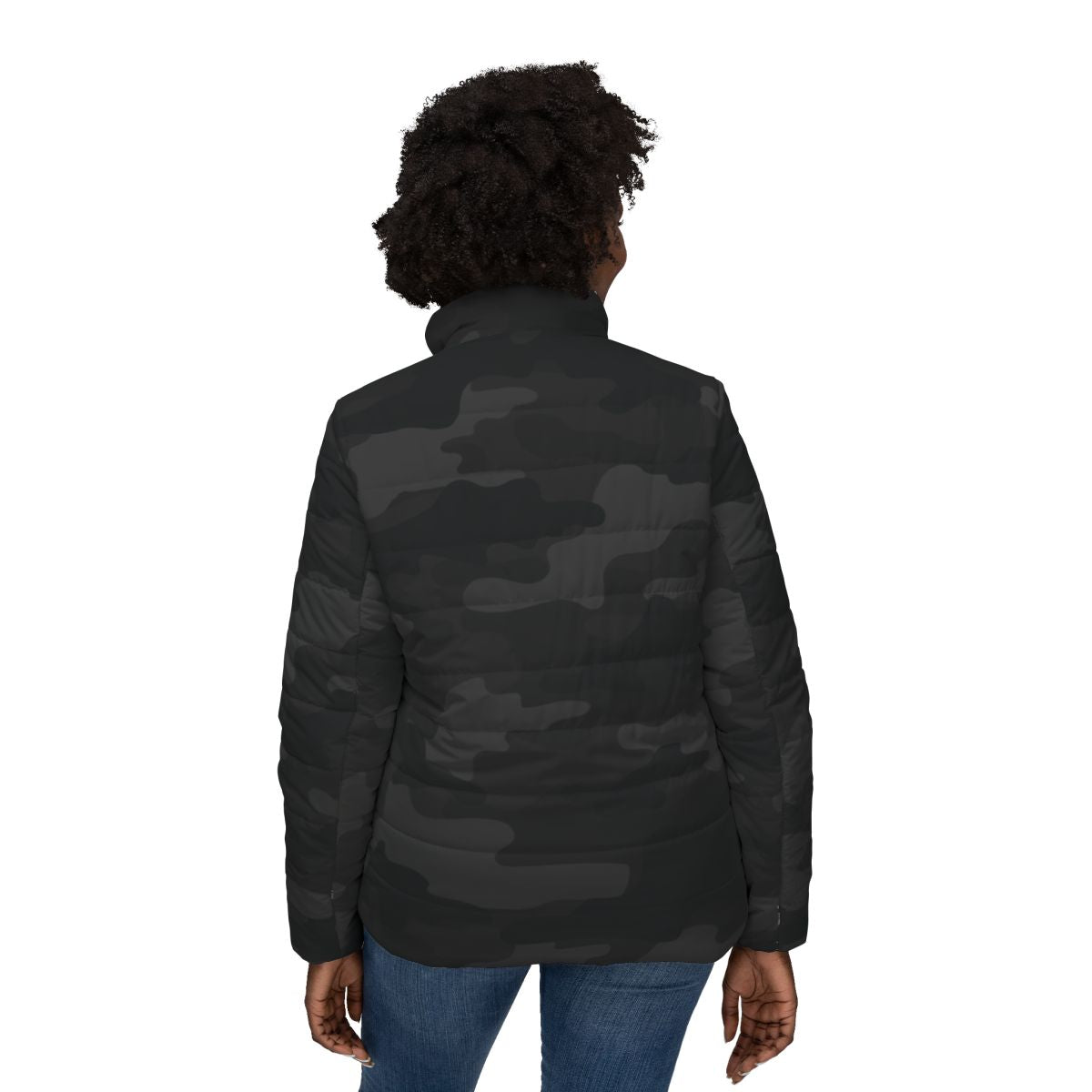 Women’s Camo Puffer Jacket | Black Camouflage