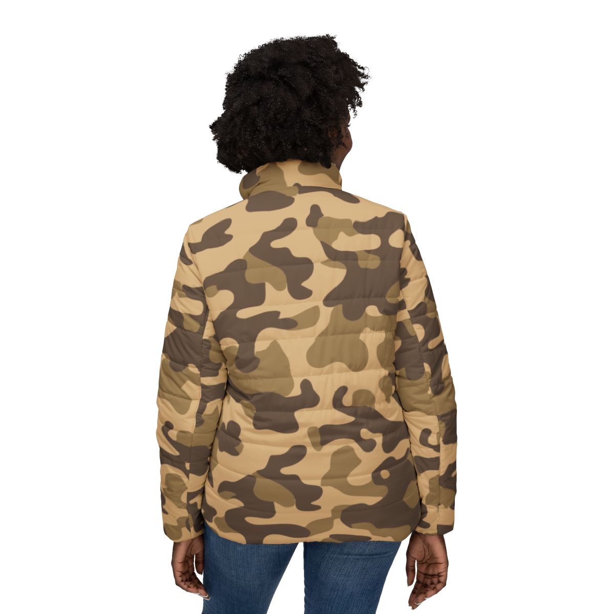 Women’s Camo Puffer Jacket | Khaki Camouflage