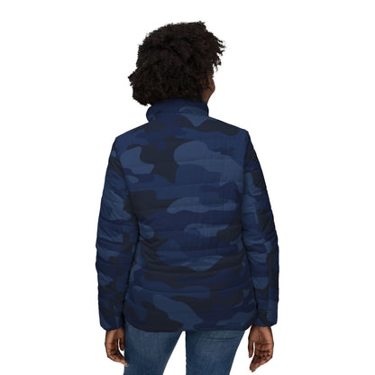 Women’s Camo Puffer Jacket | Deep Blue Camouflage