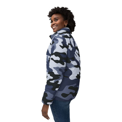 Women’s Camo Puffer Jacket | Light Blue Camouflage