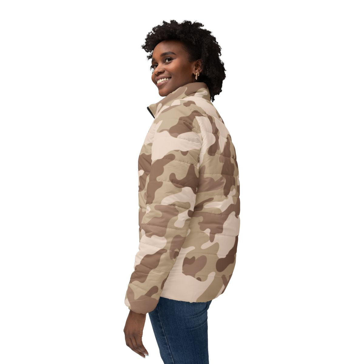 Women’s Camo Puffer Jacket | Desert Brown Camouflage