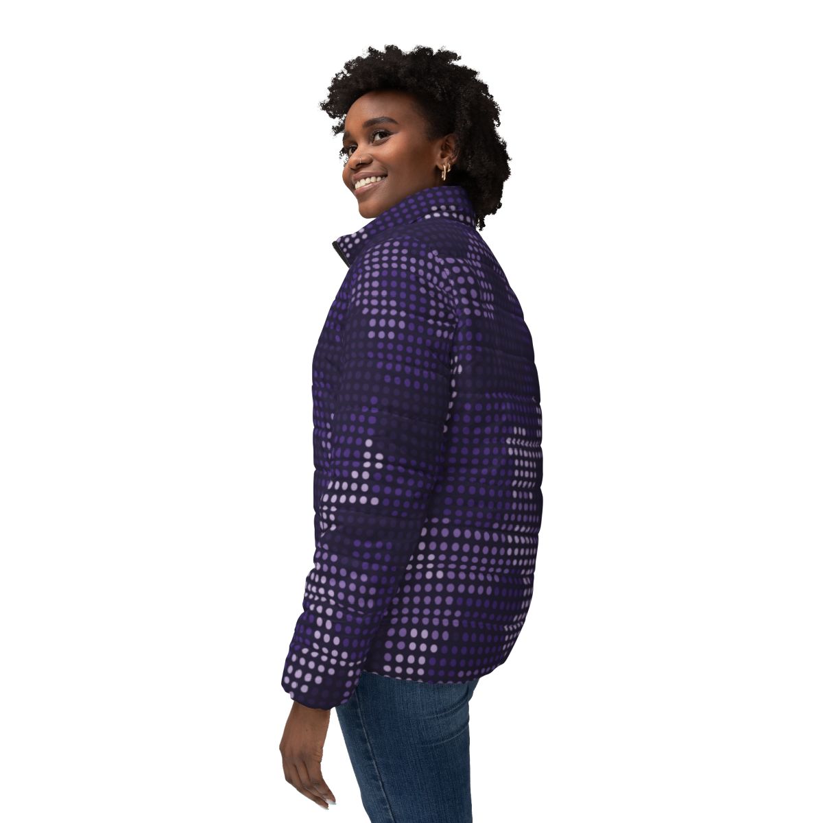 Women’s Camo Puffer Jacket | Blue Led Screen Camouflage