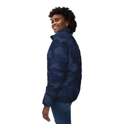 Women’s Camo Puffer Jacket | Deep Blue Camouflage