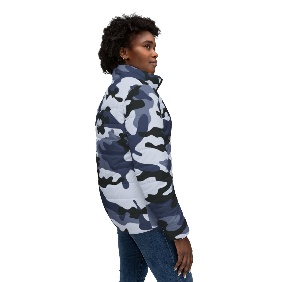 Women’s Camo Puffer Jacket | Light Blue Camouflage