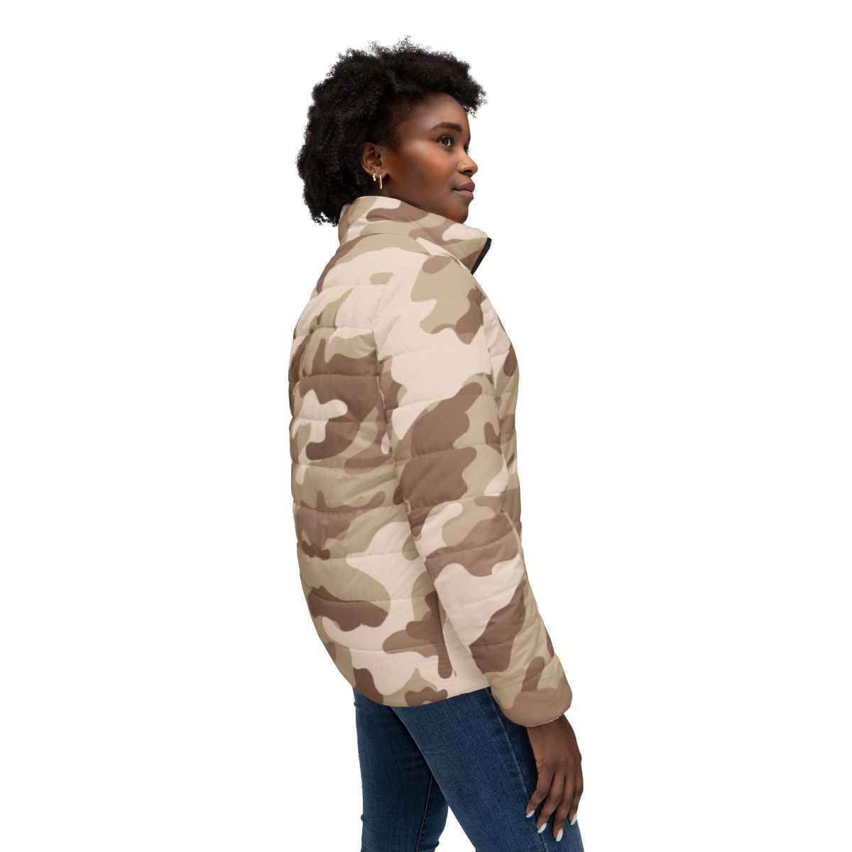 Women’s Camo Puffer Jacket | Desert Brown Camouflage