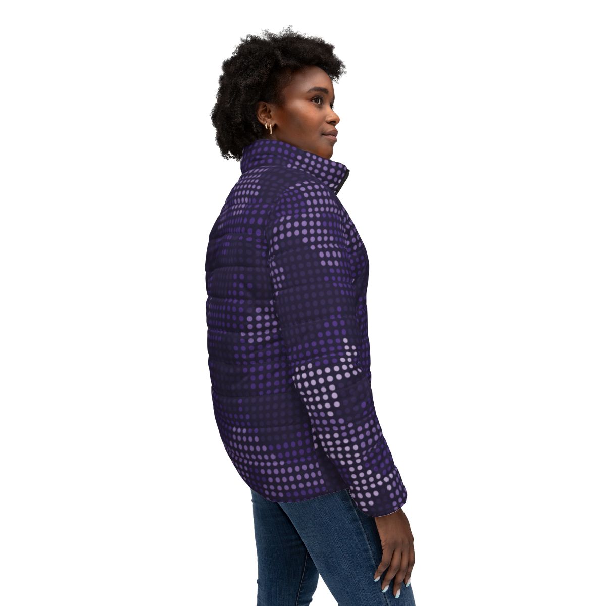 Women’s Camo Puffer Jacket | Blue Led Screen Camouflage