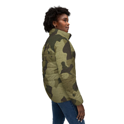 Women’s Camo Puffer Jacket | Green Fabric