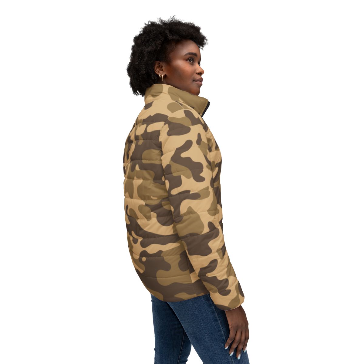 Women’s Camo Puffer Jacket | Khaki Camouflage