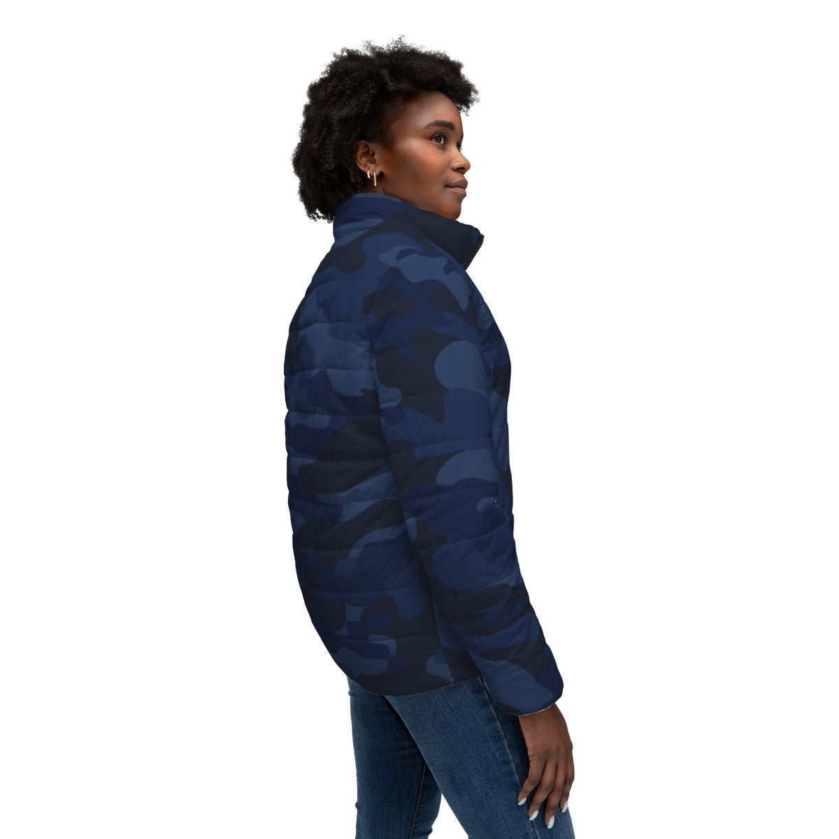 Women’s Camo Puffer Jacket | Deep Blue Camouflage