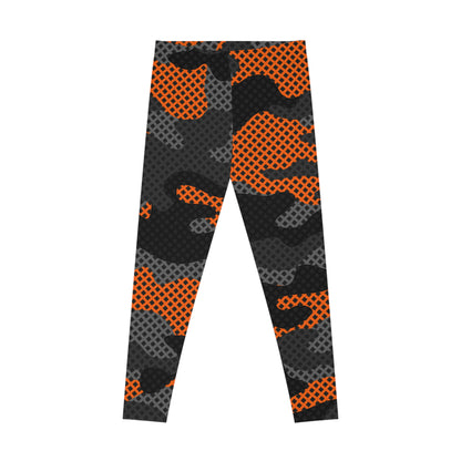 Black & Orange Camo Leggings For Women | Mid Waist Fit