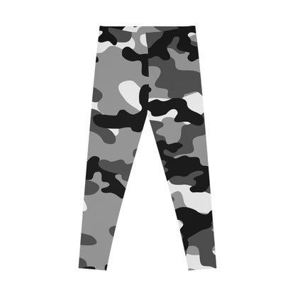 Gray, Black, and White Camo Leggings For Women