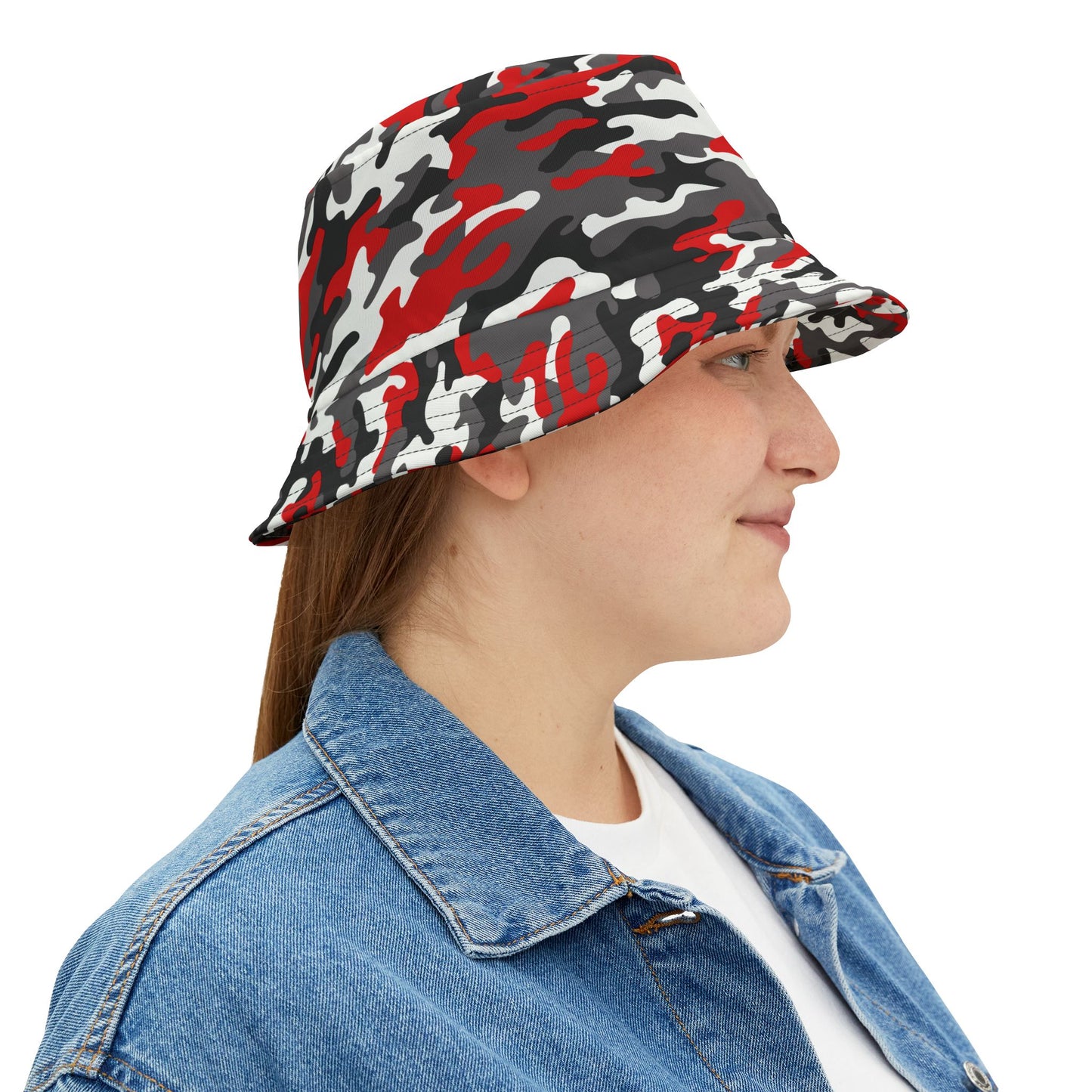 Camo Bucket Hat | Red, Black, and White Camouflage