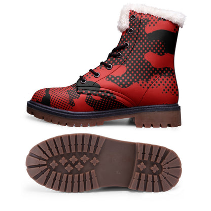 Snow Camo Boots | Black & Red Pixel Camouflage