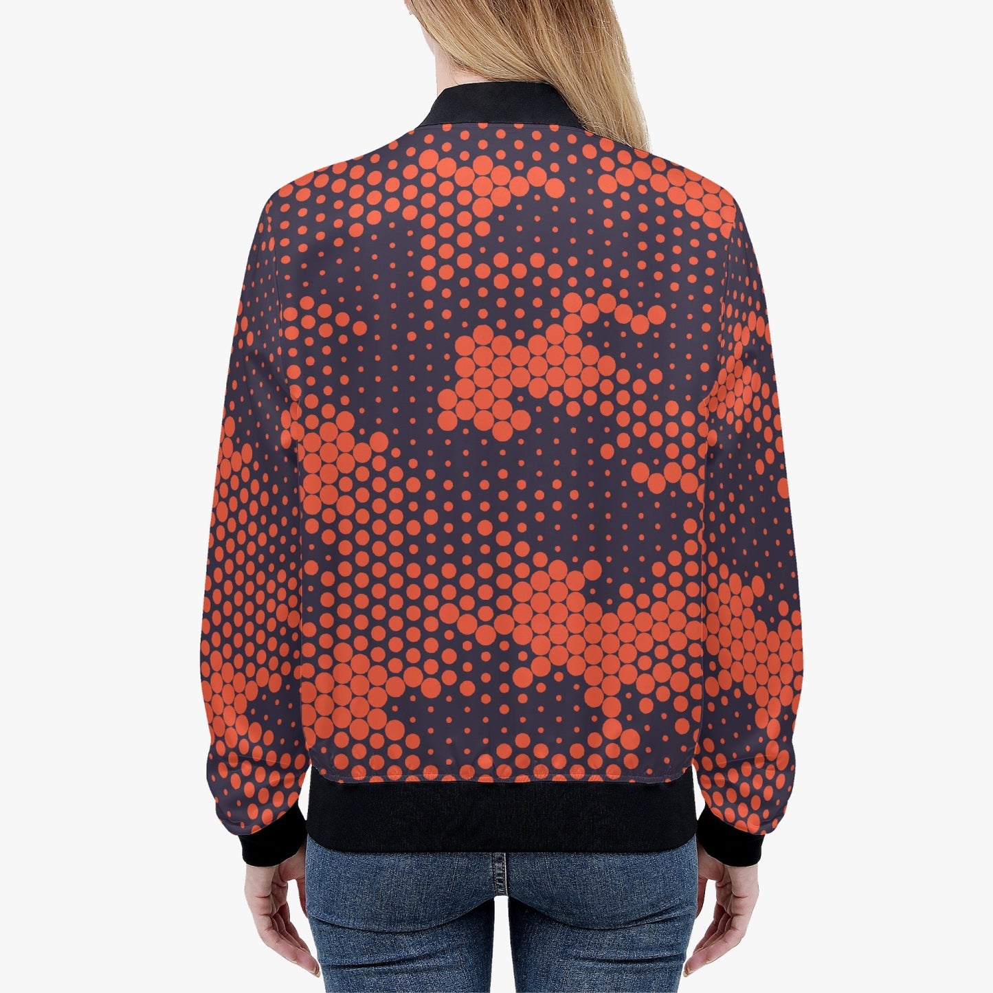 Women's Camo Bomber Jacket | Orange and Blue Digital