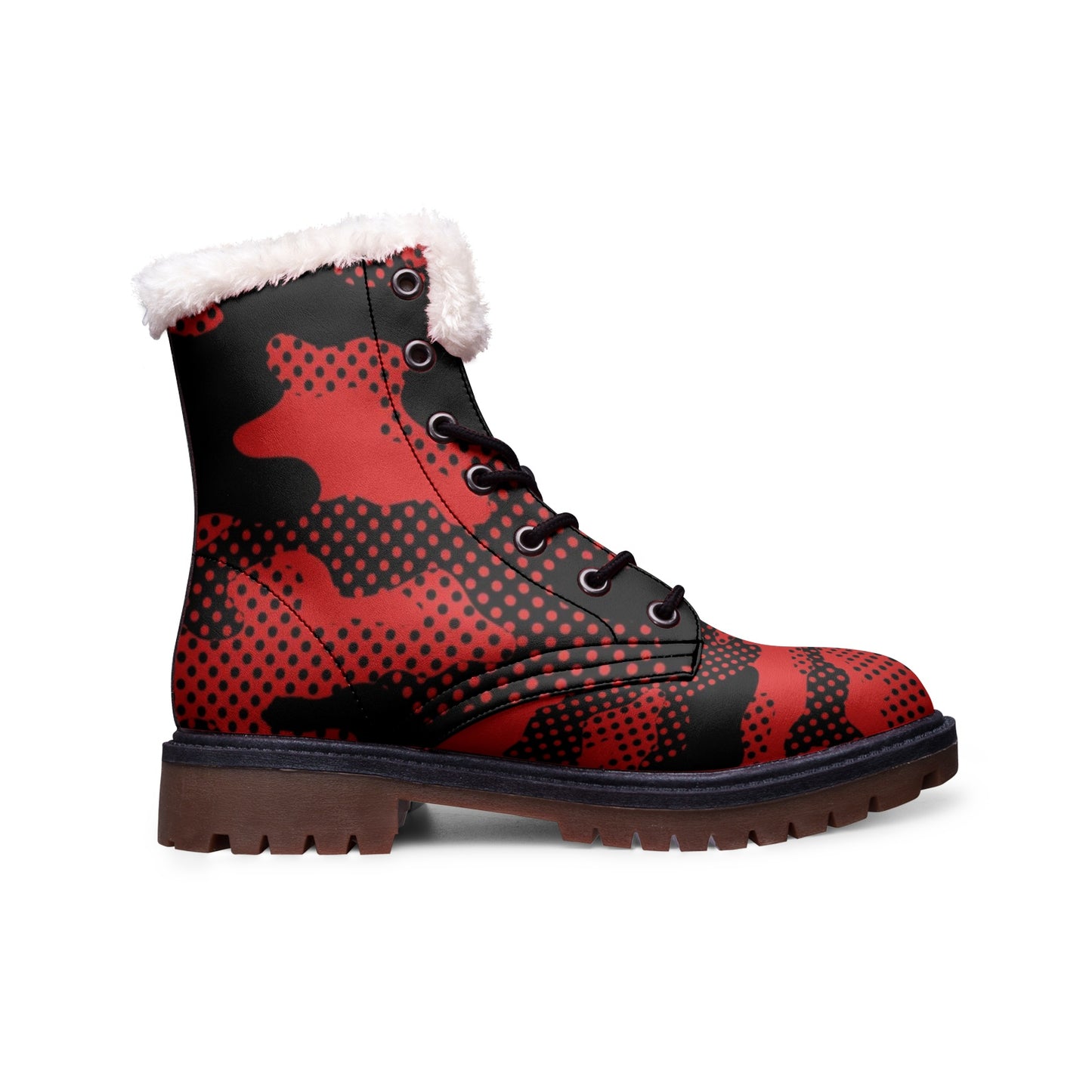 Snow Camo Boots | Black & Red Pixel Camouflage