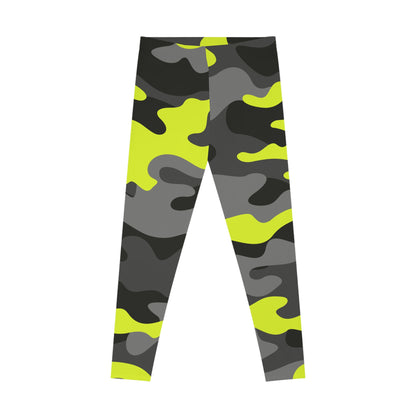 Yellow, Black, and Gray Camo Leggings For Women