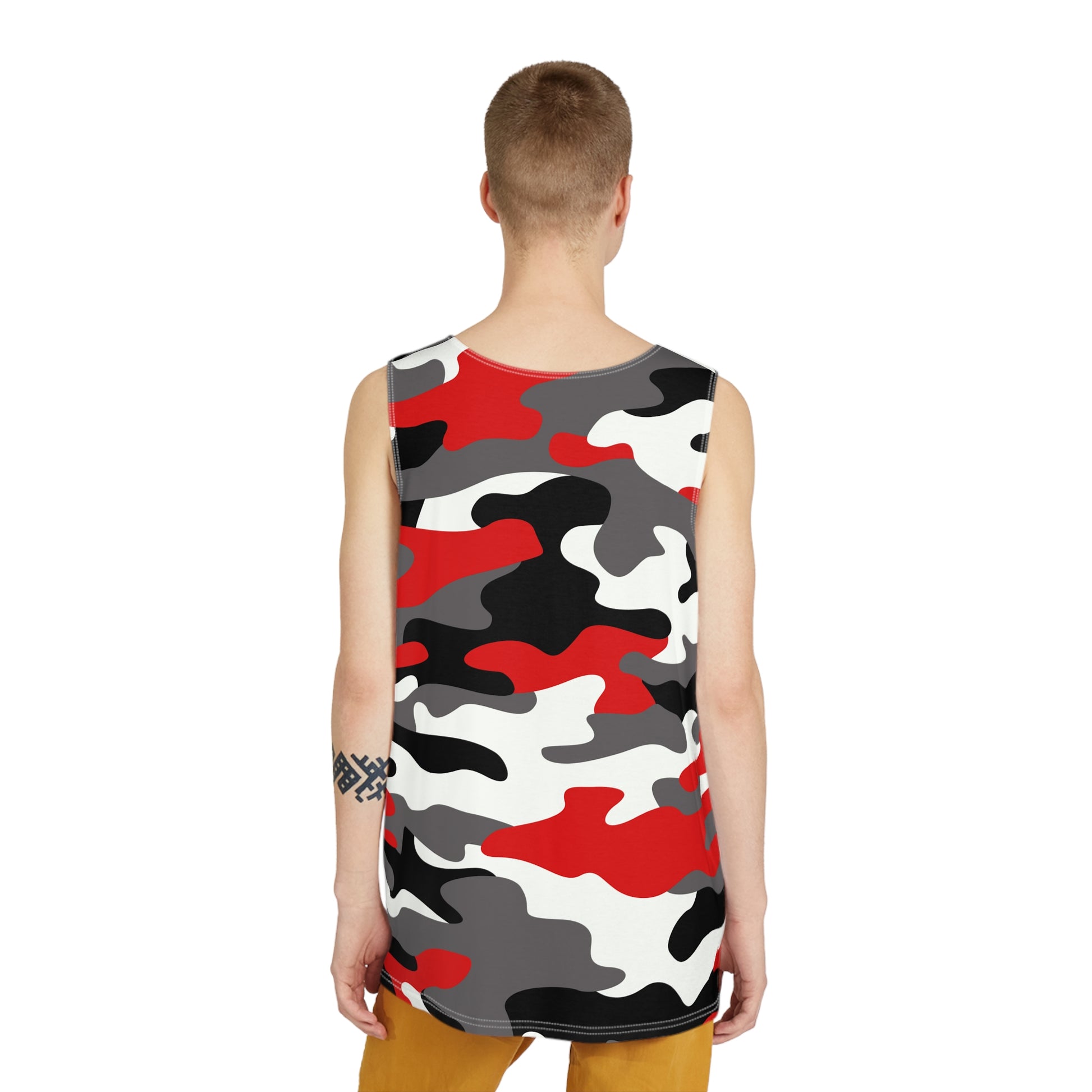 Men's Camo Tank Top | Red, Black & White | Loose Fit