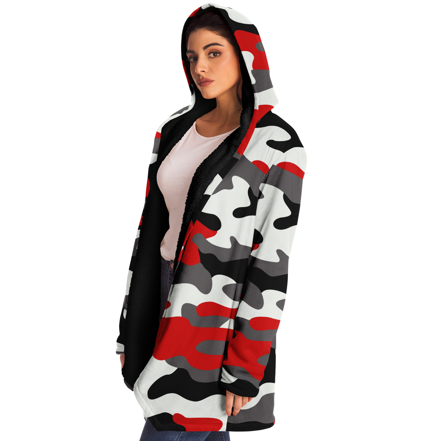 Camo Cloak | Red, Black, & White Camouflage | Microfleece