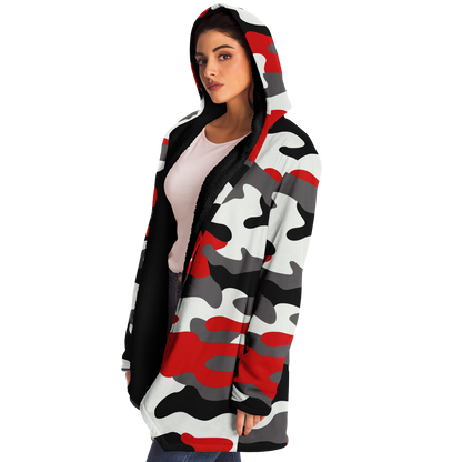 Camo Cloak | Red, Black, & White Camouflage | Microfleece