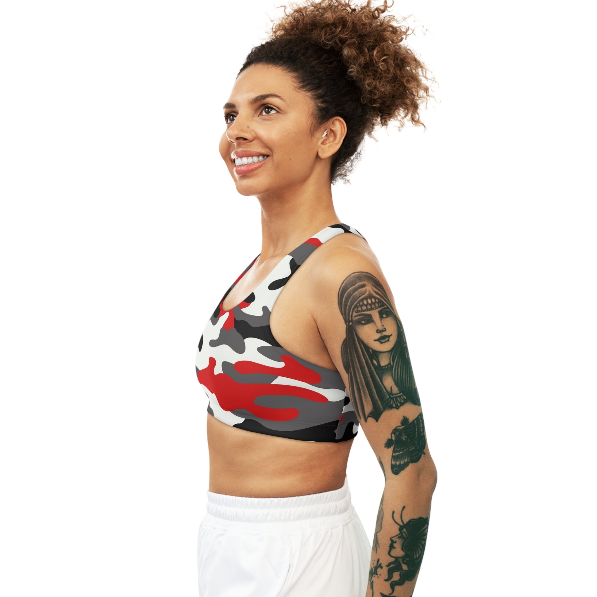 Camo Bra | Red, Black, and White Sports Camouflage