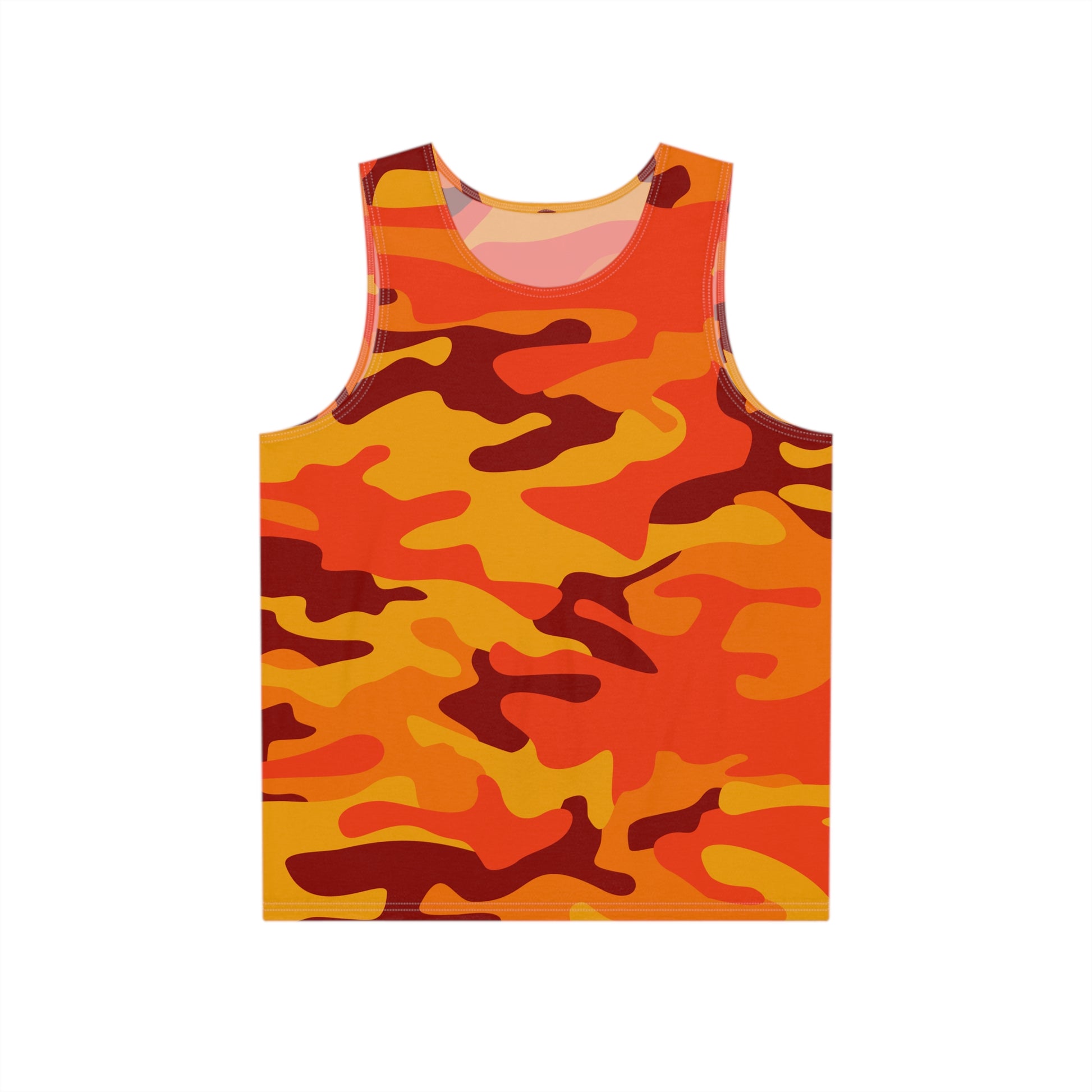 Men's Camo Tank Top | Orange & Red | Loose Fit