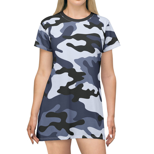 Camo T-Shirt Dress | Light Blue Camouflage