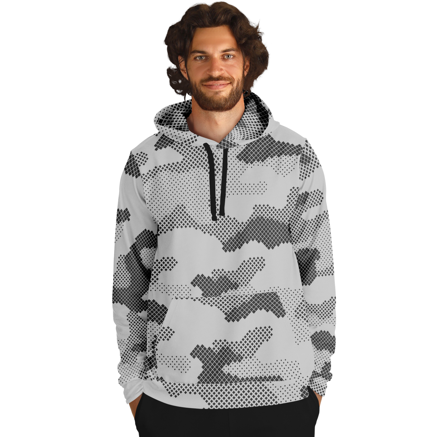 Camo Hoodie | Black & White Digital Dotted