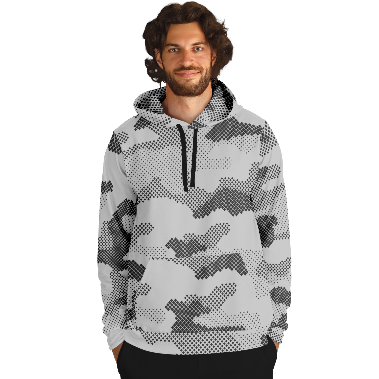 Camo Hoodie | Black & White Digital Dotted