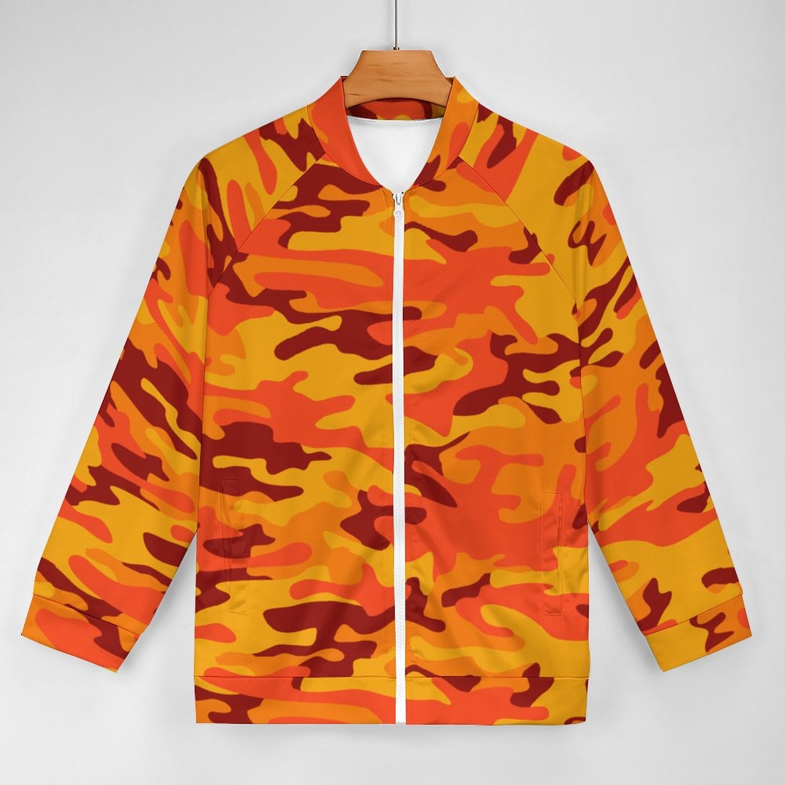 Camo Shirt | Raglan Zip-up | Orange and Red