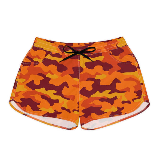 Women's Casual Shorts - Orange Camouflage Print Summer Shorts | Camo Colors