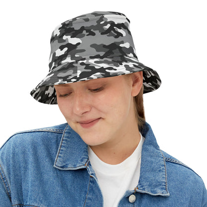 Camo Bucket Hat | Black, Gray and White Camouflage