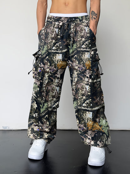 Men's Camo Cargo Pants with Multi-Pocket | Loose Fit